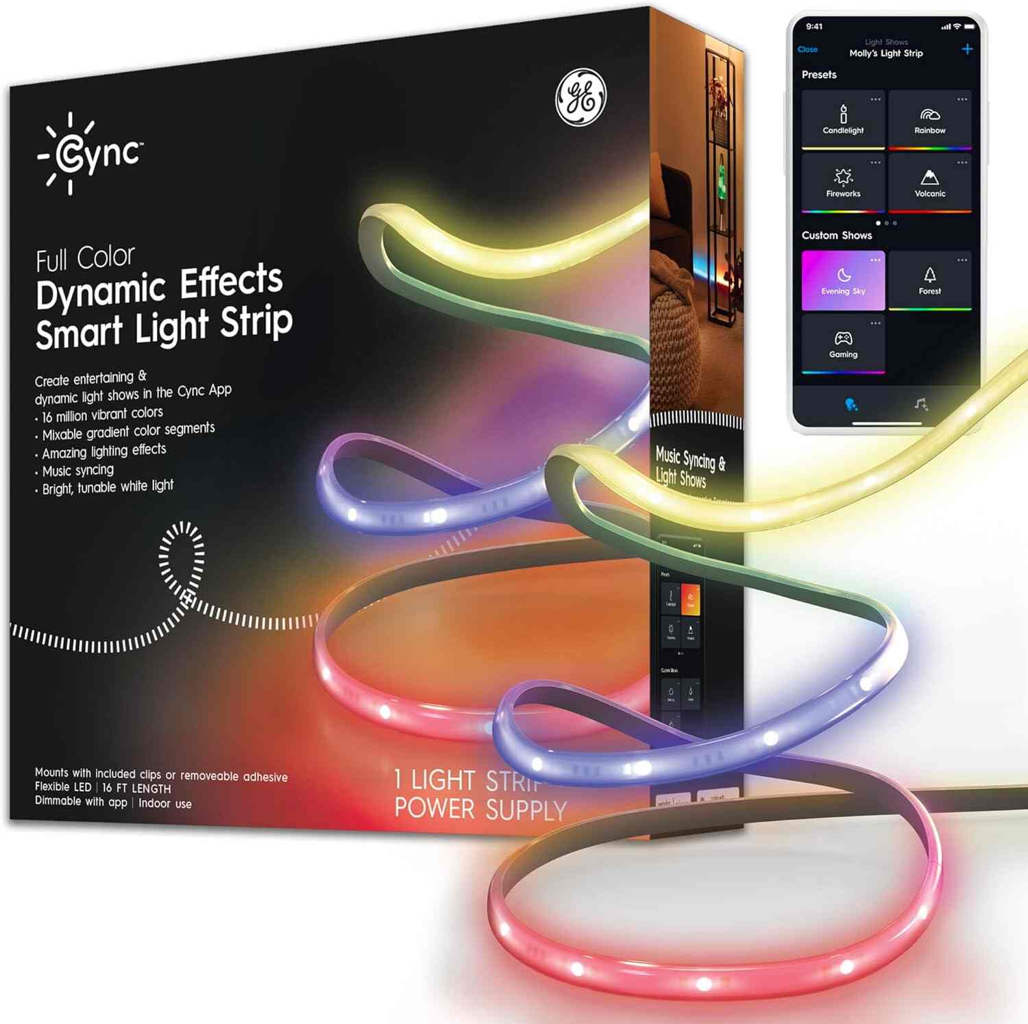 GE CYNC Dynamic Effects Smart LED Light Strip with Music Sync
