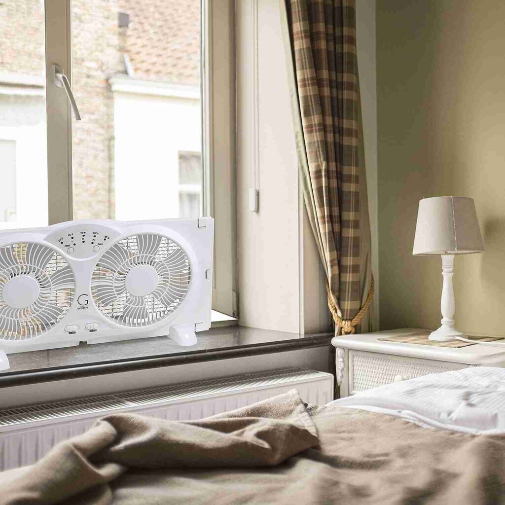 Genesis Twin Fan High-Velocity Reversible AirFlow Fan, LED Indicator Lights Adjustable Thermostat & Max Cool Technology