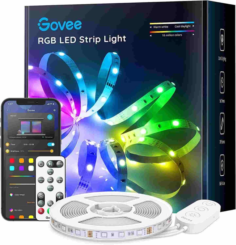 Govee 16.4ft Color Changing LED Strip Lights|LED strip light design on wall