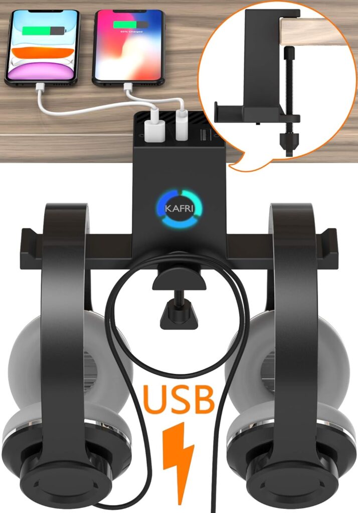 Headphone Stand Hanger with USB C Charger