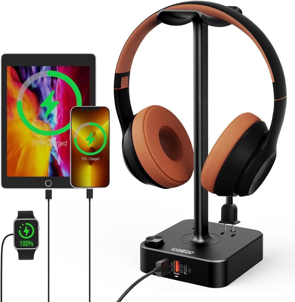 Headphone Stand with USB Charger | headphone stand for desk