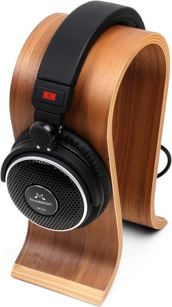 Wood Arch Headphone Stand (Walnut Finish) TEKLINE Model: ASONA | Wooden Headphone Stand