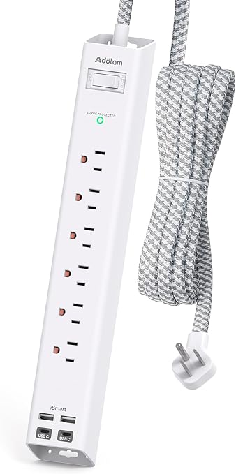 addamPower Strip Surge Protector with USB