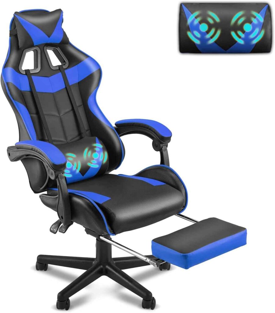 Soontrans Gaming Chair with Footrest, Gaming Computer Chair, Office Gaming Chair Ergonomic Gamer Chair with Height Adjustment