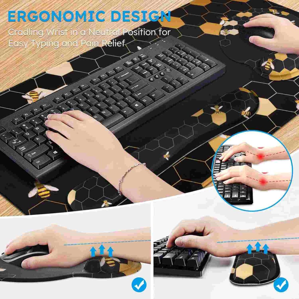 iCasso 5in1 Large Gaming Mouse Pad with Wrist Rest